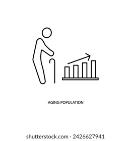 aging population concept line icon. Simple element illustration. aging population concept outline symbol design.