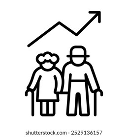 Aging ícone População linha vetor ilustração