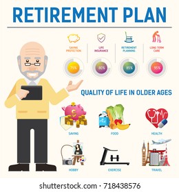 Aging Population Info graphic. Can be used for workflow layout template, banner, marketing, info-graphics.Inspire to drive your business project. Vector illustration. 
