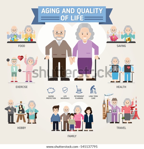 Aging Quality Life Senior Man Woman Stock Vector (Royalty Free ...