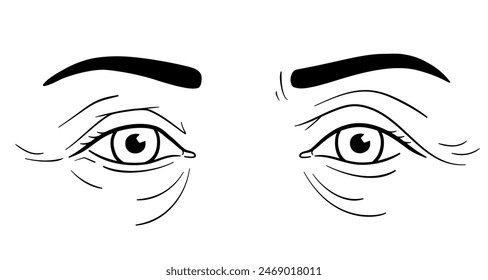 Aging and tired eyes illustration