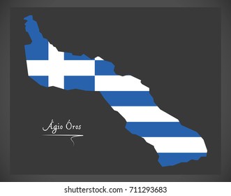 Agio Oros map of Greece with Greek national flag illustration