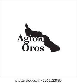 Agion-Oros-Karte und schwarzes Buchstabendesign auf weißem Hintergrund