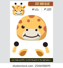 Agiraffe cut-and-glue activity designed for children. hands-on project promotes creativity, fine motor skills, and interactive learning, making it a perfect tool for educational and recreational use.