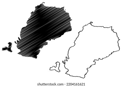 Agistri island (Hellenic Republic, Greece, Greek island) map vector illustration, scribble sketch Angistri or Agkistri map