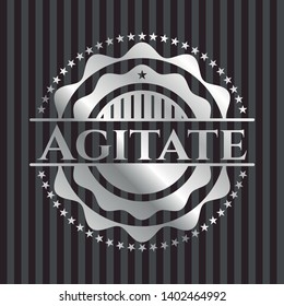 Agitate silvery emblem. Vector Illustration. Mosaic.