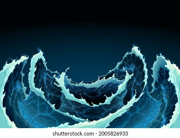 Agitated ocean waves. Vector background illustration.
