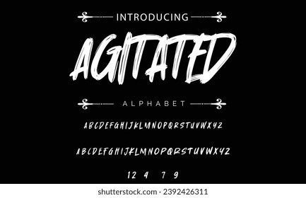 Agitated Stylish brush painted an uppercase vector letters, alphabet, typeface.