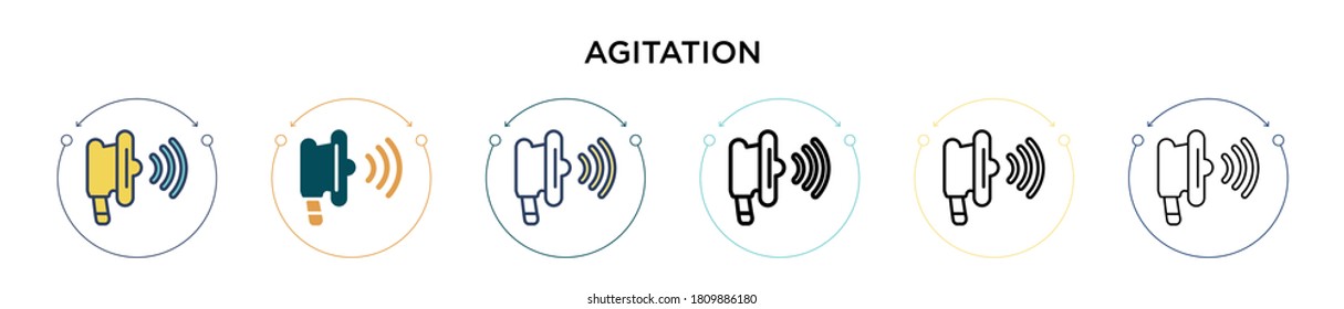 Icono de agitación en el estilo relleno, delgado, contorno y trazo. Ilustración vectorial de dos iconos vectores de agitación de color y negro se puede utilizar para móviles, ui, web