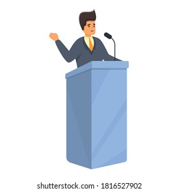 Icono de discurso de agitación. Caricatura del icono del vector del discurso de agitación para el diseño web aislado en fondo blanco