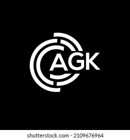 AGK letter logo design on black background. AGK creative initials letter logo concept. AGK letter design.
