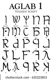 AGLAB Alphabet 1 - Tolkien Script on white background - Vector Image