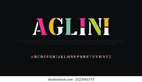Aglini Criativa moderna tecnologia alfabeto fontes. Tipografia abstrata esporte urbano, techno , moda, digital, futuro criativo logotipo fonte. ilustração vetorial