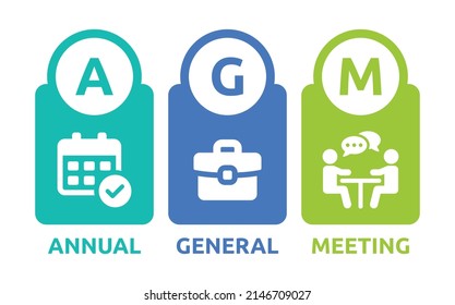 AGM acronym, stands for Annual General Meeting vector isolated on white background.