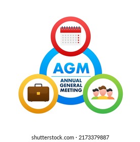 AGM - Annual general meeting. Calendar reminder. Vector stock illustration.