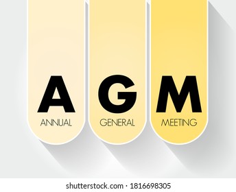 AGM - Annual General Meeting is a meeting of the general membership of an organization, acronym business concept background