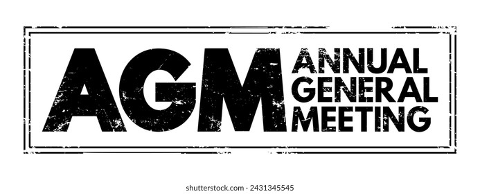 AGM - Annual General Meeting is a meeting of the general membership of an organization, acronym business concept stamp