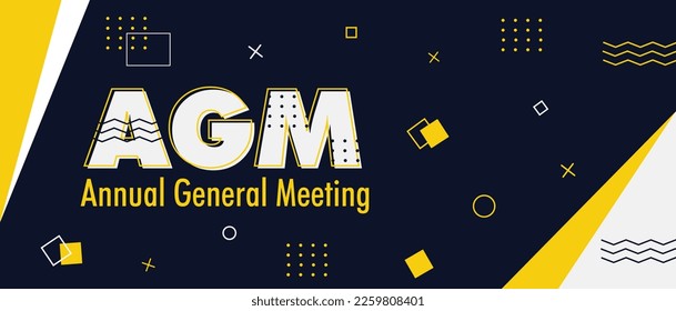 AGM. Annual General Meeting. Vector illustration for yearly meetings. Stakeholder Assembly Meeting.