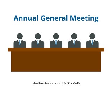 AGM concept vector. Annual General Meeting. Board of directors meet shareholders. Shareholder meeting. Flat design on white background.