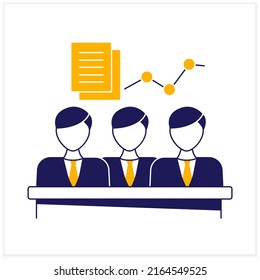 AGM Flat Icon.Annual General Meeting. Yearly Gathering Of Companies Interested Shareholders. Company Financial Performance Presentation. Company Concept. Color Vector Illustration