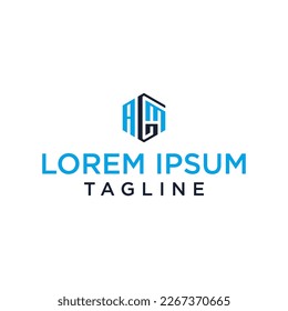 Logo de la carta AGM en forma de hexágonos y logotipos de cubo con diseños de letras para identidad corporativa