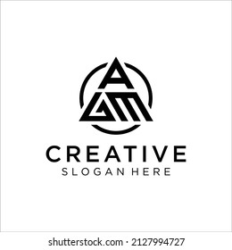 Logo de la carta AGM. Elemento Carta de promoción de marca gráfica vectorial. Fondo blanco