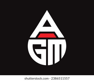 AGM Buchstaben Wassertropfen Form Logo Design. AGM Tropfen Logo einfach Design.