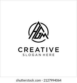 AGM Logo. Vector Graphic Branding Letter Element. White Background