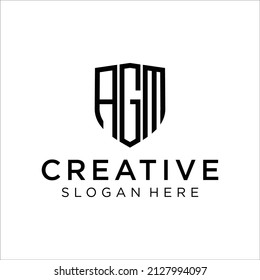 AGM Logo. Vector Graphic Branding Letter Element. White Background