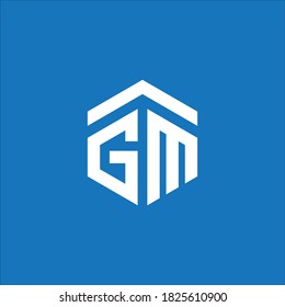 AGM Unique modern flat abstract logo design with blue and gray color.