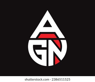 AGN letter water drop shape logo design. AGN drop logo simple design.