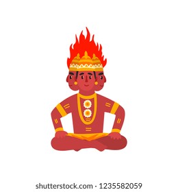 Agni, Indian God of fire vector Illustration on a white background