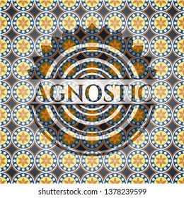 Agnostic arabesque emblem background. arabic decoration.