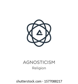 Agnosticism icon. Thin linear agnosticism outline icon isolated on white background from religion collection. Line vector sign, symbol for web and mobile