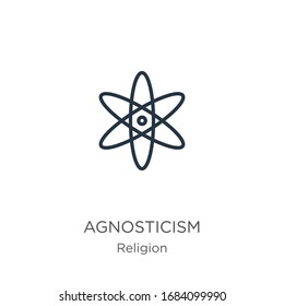 Agnosticism icon. Thin linear agnosticism outline icon isolated on white background from religion collection. Line vector sign, symbol for web and mobile