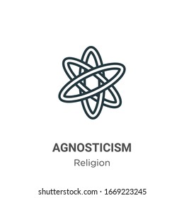 Agnosticism outline vector icon. Thin line black agnosticism icon, flat vector simple element illustration from editable religion concept isolated stroke on white background