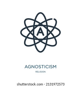 agnosticism thin line icon. religious, atheism linear icons from religion concept isolated outline sign. Vector illustration symbol element for web design and apps.