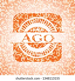 Ago abstract orange mosaic emblem with background