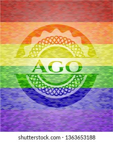 Ago emblem on mosaic background with the colors of the LGBT flag