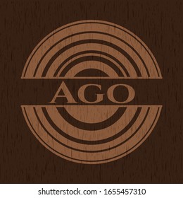 Ago retro style wooden emblem. Vector Illustration.