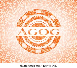 Agog abstract orange mosaic emblem with background