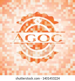 Agog abstract orange mosaic emblem with background