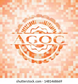 Agog abstract orange mosaic emblem with background