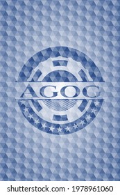 Agog blue emblem with geometric pattern. Vector Illustration. Detailed. 