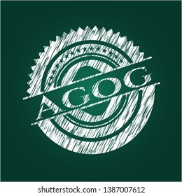 Agog chalkboard emblem on black board. Vector Illustration. Detailed.