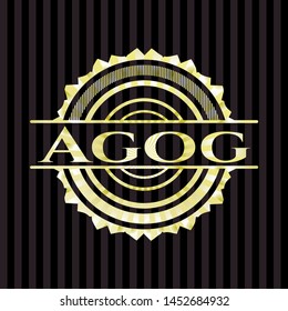 Agog gold shiny emblem. Vector Illustration. Detailed.