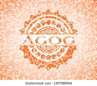 Agog orange mosaic emblem. Vector Illustration. Detailed.