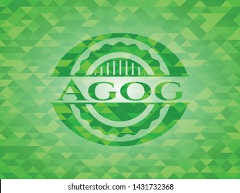 Agog realistic green emblem. Mosaic background. Vector Illustration. Detailed.