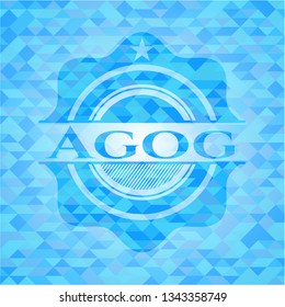 Agog sky blue emblem with triangle mosaic background