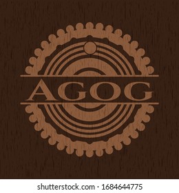 Agog wooden emblem. Vector Illustration.